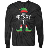 Bossy Elf Matching Group Xmas Funny Family Christmas Tie-Dye Long Sleeve Shirt