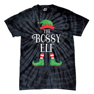 Bossy Elf Matching Group Xmas Funny Family Christmas Tie-Dye T-Shirt