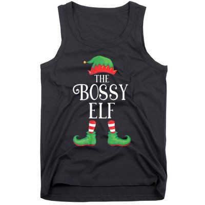 Bossy Elf Matching Group Xmas Funny Family Christmas Tank Top