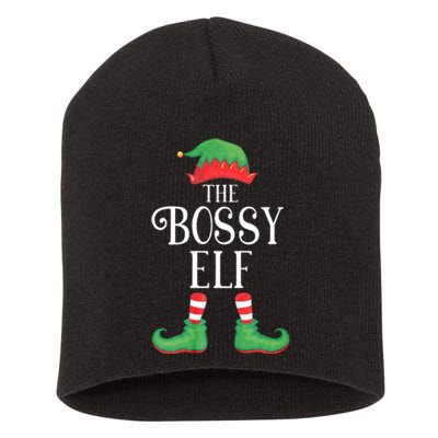 Bossy Elf Matching Group Xmas Funny Family Christmas Short Acrylic Beanie