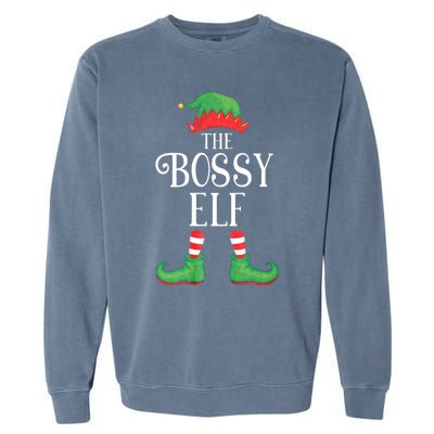 Bossy Elf Matching Group Xmas Funny Family Christmas Garment-Dyed Sweatshirt