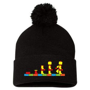 Bricks Evolution Master Builder Building Blocks Pom Pom 12in Knit Beanie