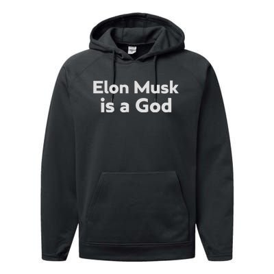 Biden Elon Musk Is A God Performance Fleece Hoodie