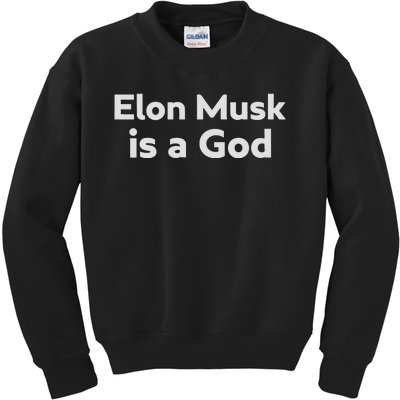 Biden Elon Musk Is A God Kids Sweatshirt