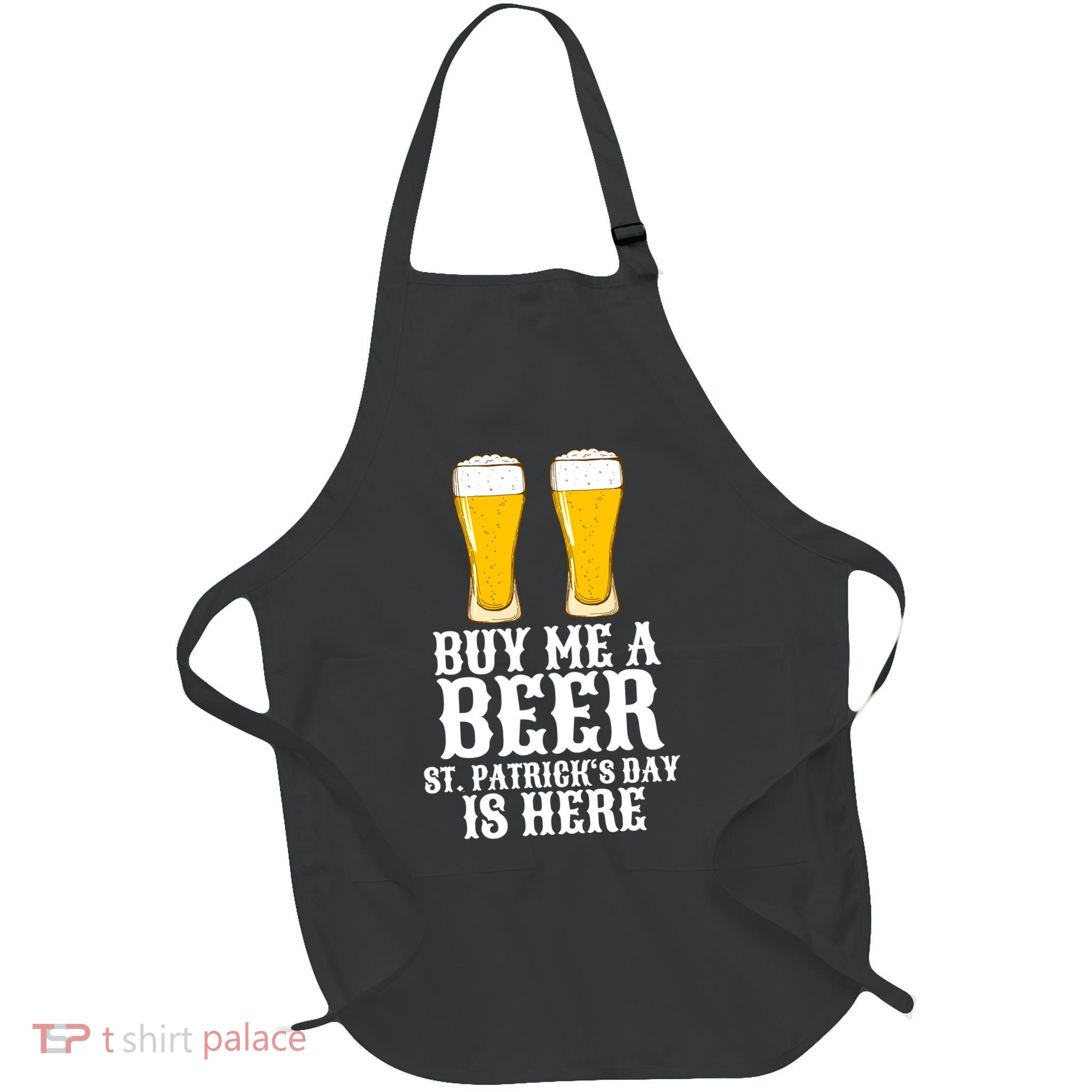 Buy Me A Beer St Patrick Day Full-Length Apron With Pockets