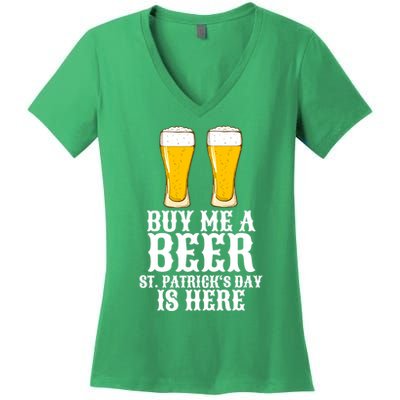 Buy Me A Beer St Patrick Day Women's V-Neck T-Shirt