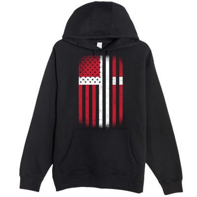 Vintage Denmark Flag Premium Pullover Hoodie