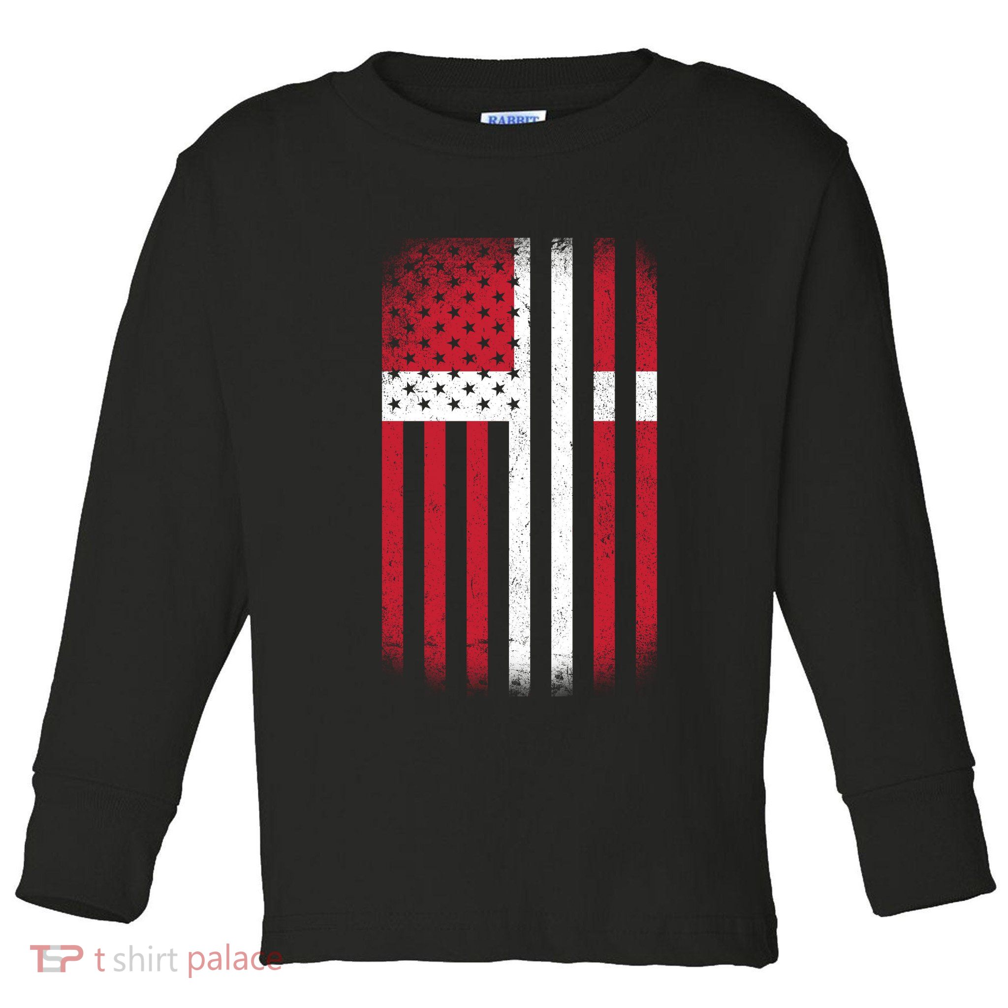 Vintage Denmark Flag Toddler Long Sleeve Shirt