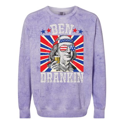 Ben Drankin 4th Of July Patriotic America Colorblast Crewneck Sweatshirt