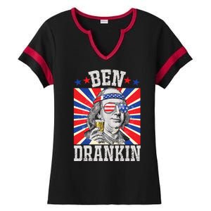 Ben Drankin 4th Of July Patriotic America Ladies Halftime Notch Neck Tee