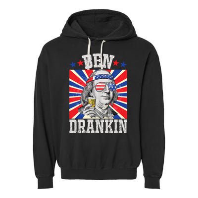 Ben Drankin 4th Of July Patriotic America Garment-Dyed Fleece Hoodie