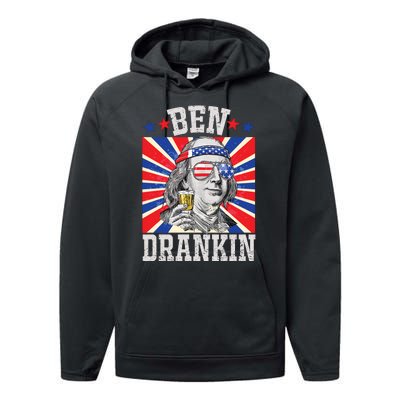 Ben Drankin 4th Of July Patriotic America Performance Fleece Hoodie