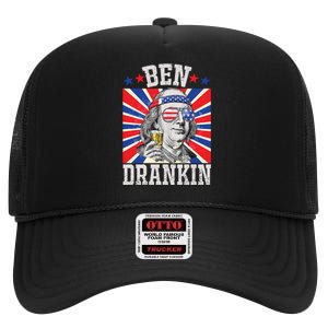 Ben Drankin 4th Of July Patriotic America High Crown Mesh Back Trucker Hat