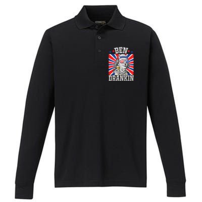 Ben Drankin 4th Of July Patriotic America Performance Long Sleeve Polo