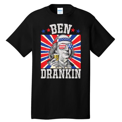 Ben Drankin 4th Of July Patriotic America Tall T-Shirt