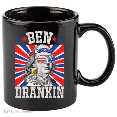 Ben Drankin 4th Of July Patriotic America 11oz C Handle Ceramic Mug