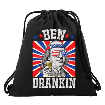 Ben Drankin 4th Of July Patriotic America Drawstring Bag