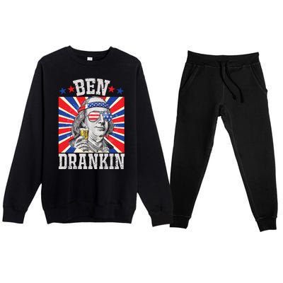 Ben Drankin 4th Of July Patriotic America Premium Crewneck Sweatsuit Set