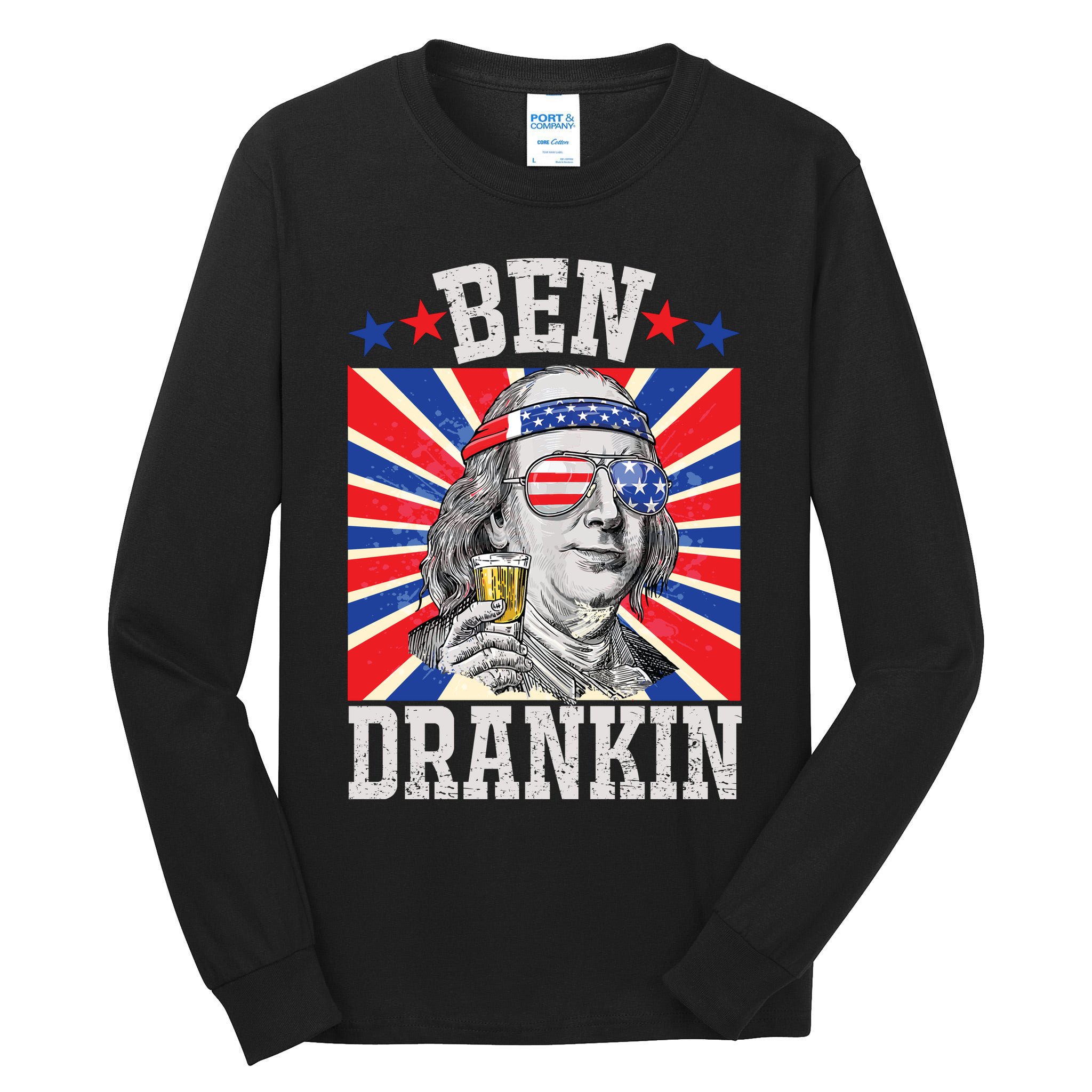 Ben Drankin 4th Of July Patriotic America Tall Long Sleeve T-Shirt