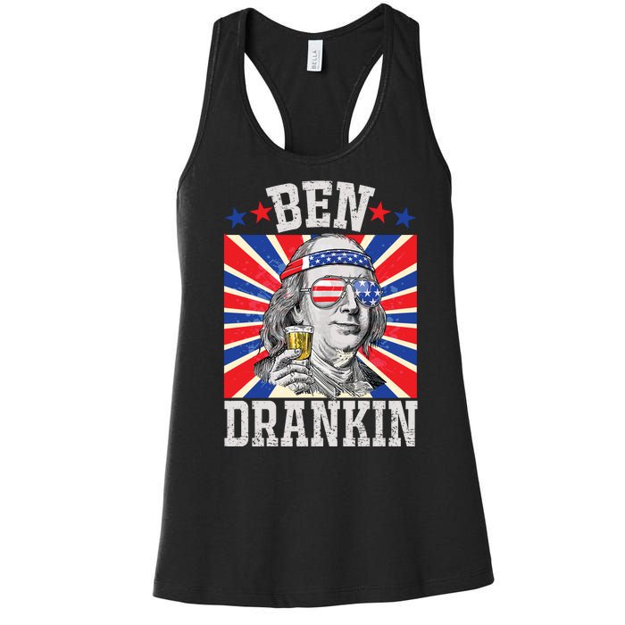 Ben Drankin 4th Of July Patriotic America Women's Racerback Tank