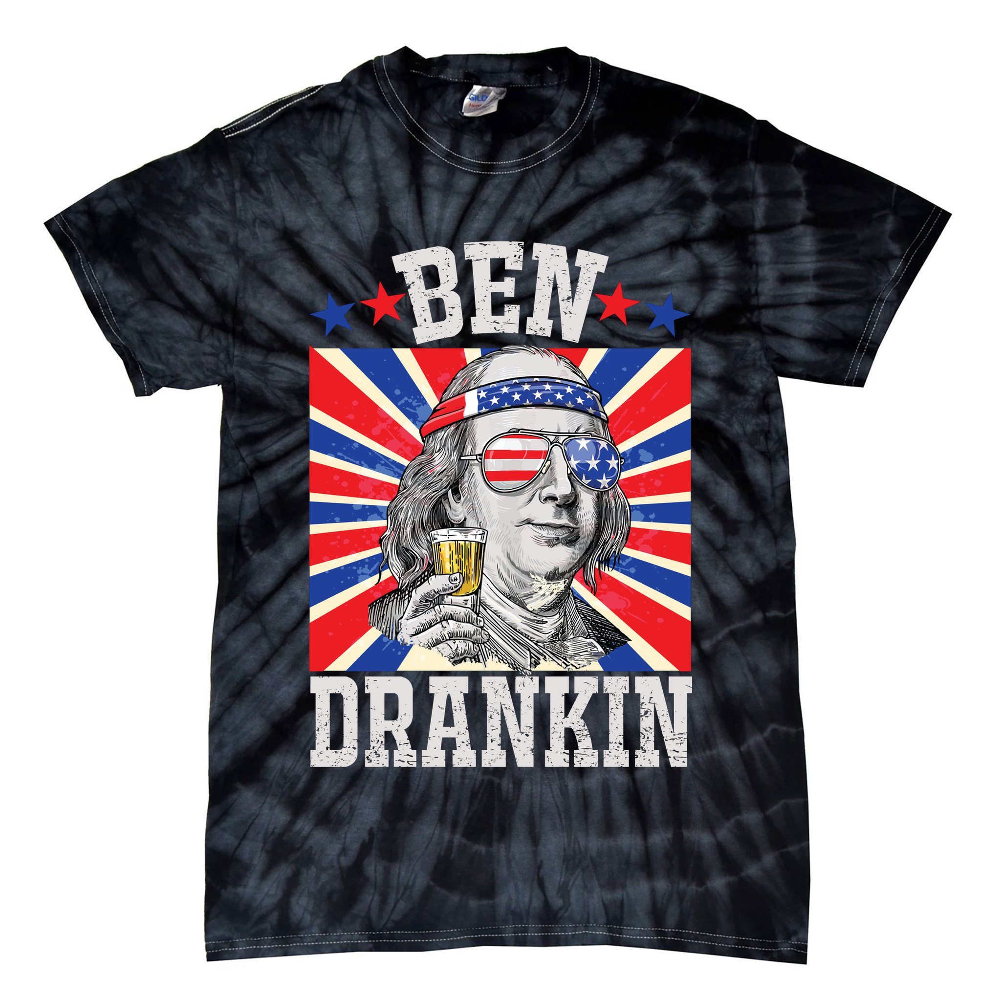 Ben Drankin 4th Of July Patriotic America Tie-Dye T-Shirt