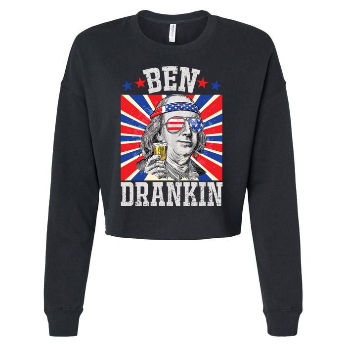 Ben Drankin 4th Of July Patriotic America Cropped Pullover Crew