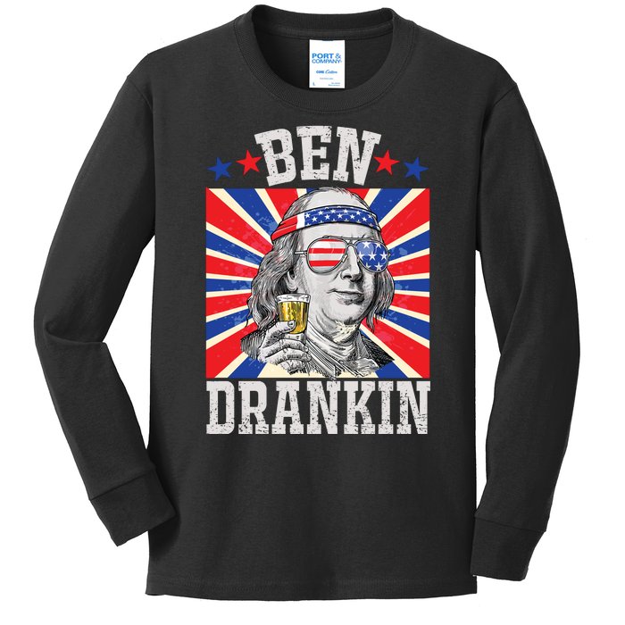 Ben Drankin 4th Of July Patriotic America Kids Long Sleeve Shirt