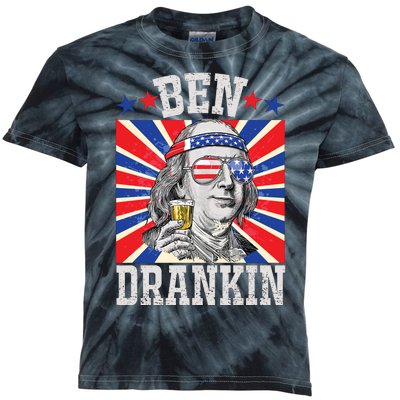 Ben Drankin 4th Of July Patriotic America Kids Tie-Dye T-Shirt