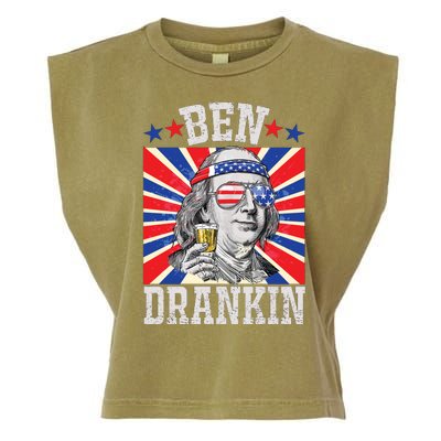 Ben Drankin 4th Of July Patriotic America Garment-Dyed Women's Muscle Tee