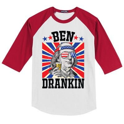 Ben Drankin 4th Of July Patriotic America Kids Colorblock Raglan Jersey