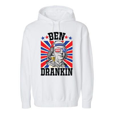 Ben Drankin 4th Of July Patriotic America Garment-Dyed Fleece Hoodie