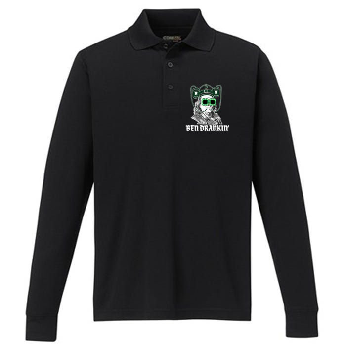 Ben Drankin Benjamin Franklin St Patricks Day Performance Long Sleeve Polo