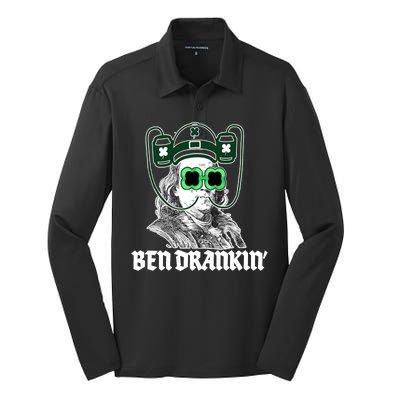 Ben Drankin Benjamin Franklin St Patricks Day Silk Touch Performance Long Sleeve Polo