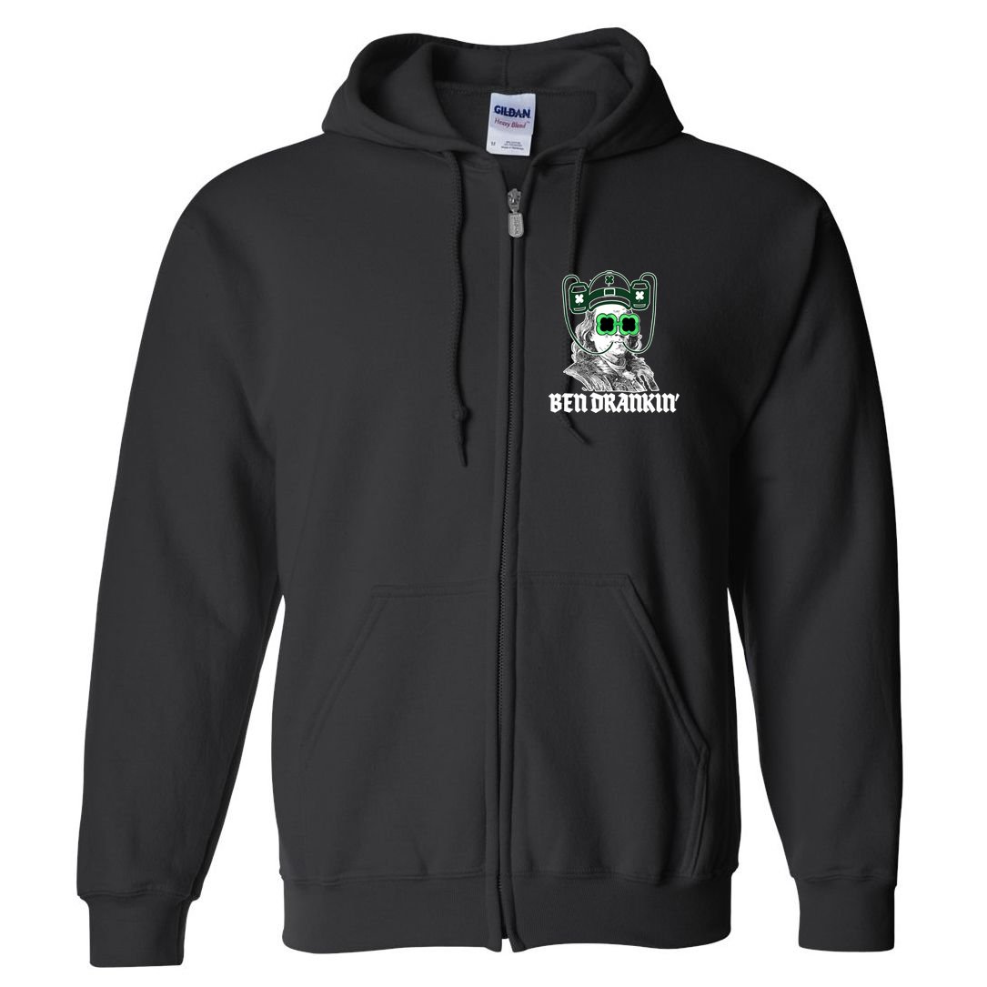 Ben Drankin Benjamin Franklin St Patricks Day Full Zip Hoodie