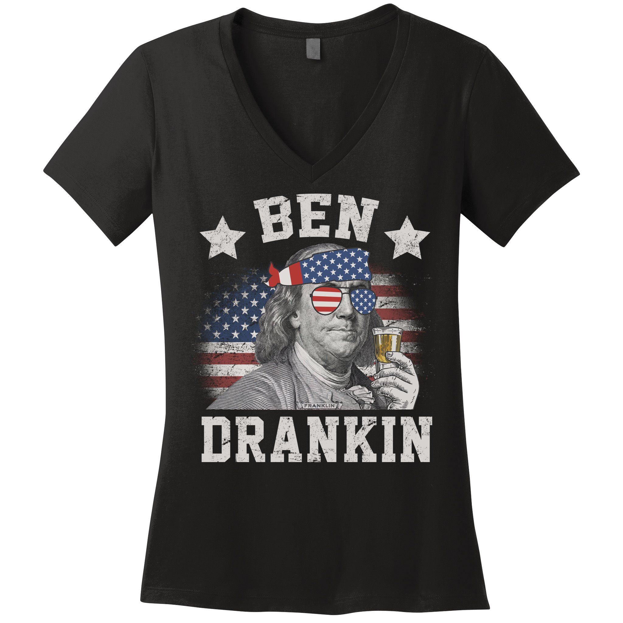 Ben Drankin Party Vintage USA Women's V-Neck T-Shirt