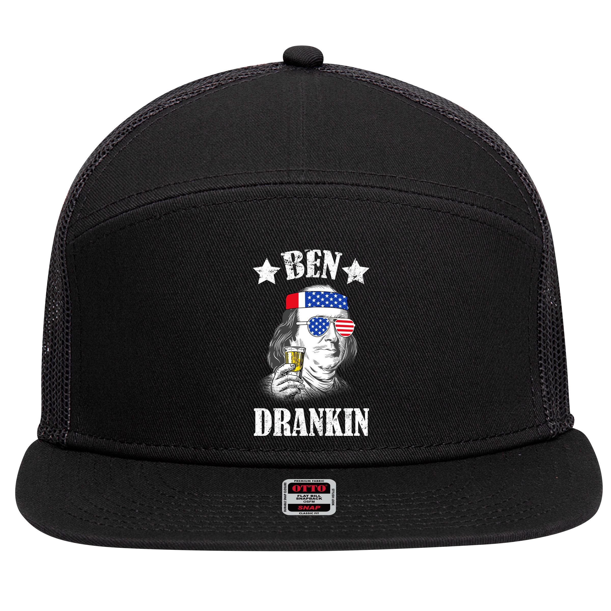Ben Drankin USA Patriotic 7 Panel Mesh Trucker Snapback Hat