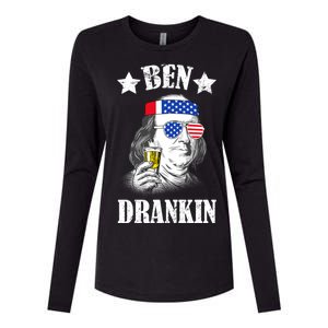 Ben Drankin USA Patriotic Womens Cotton Relaxed Long Sleeve T-Shirt