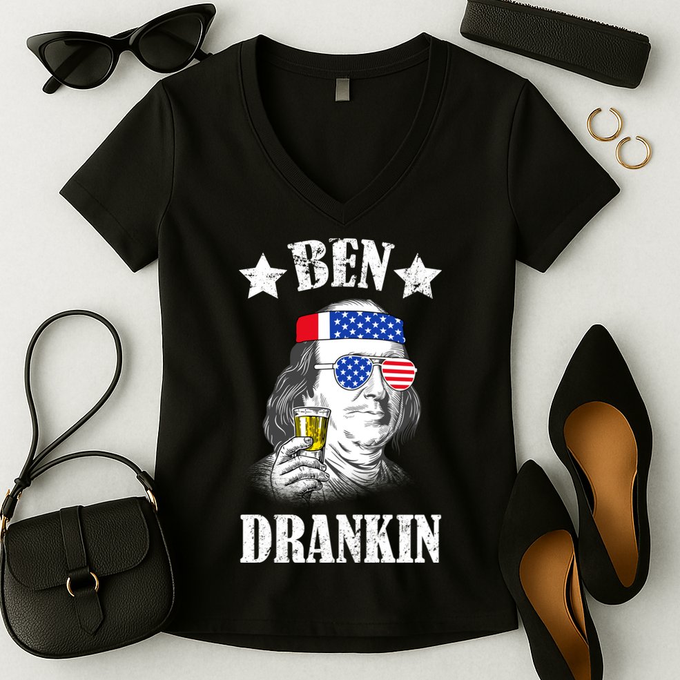 Ben Drankin USA Patriotic Women's V-Neck T-Shirt