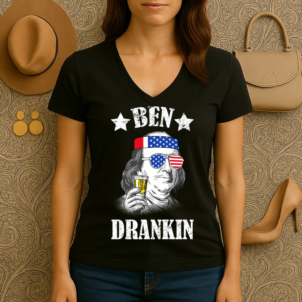 Ben Drankin USA Patriotic Women's V-Neck T-Shirt