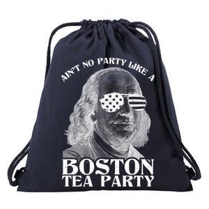 Ben Franklin Boston Tea Party Drawstring Bag