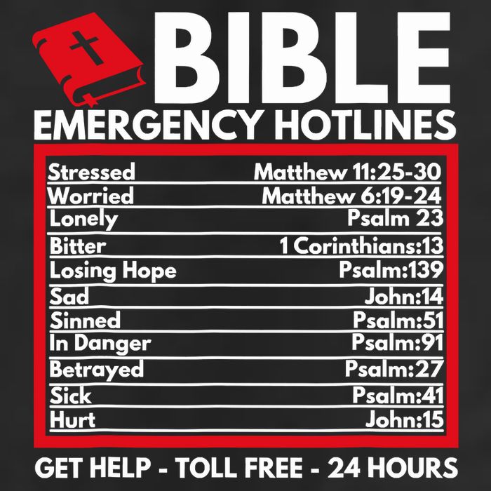 Bible Emergency Numbers Funny Christian Bible 7 Panel Mesh Trucker Snapback Hat