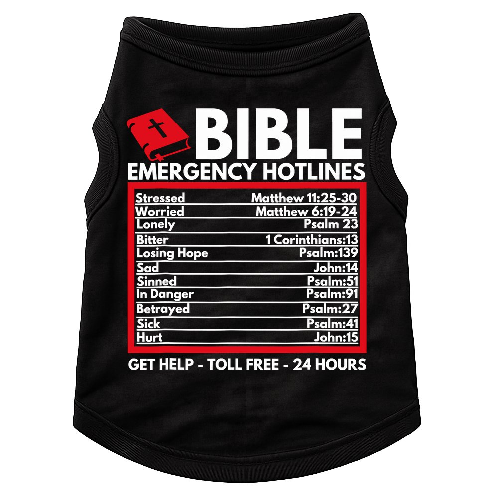 Bible Emergency Numbers Funny Christian Bible Doggie Tank