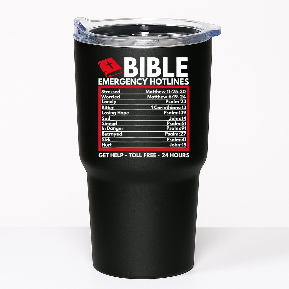 Bible Emergency Numbers Funny Christian Bible Tumbler