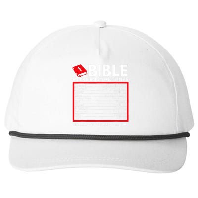 Bible Emergency Numbers Christian Bible Snapback Five-Panel Rope Hat