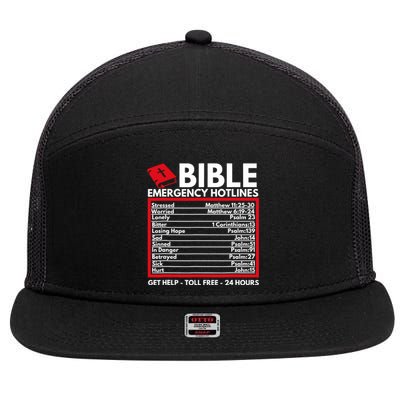 Bible Emergency Numbers Funny Christian Bible Jesus 7 Panel Mesh Trucker Snapback Hat