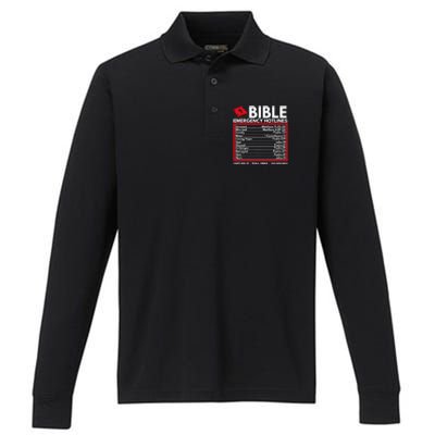 Bible Emergency Numbers Funny Christian Bible Jesus Performance Long Sleeve Polo