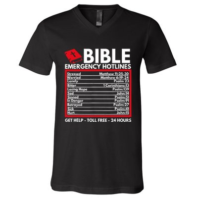 Bible Emergency Numbers Funny Christian Bible Jesus V-Neck T-Shirt