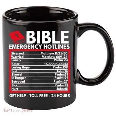 Bible Emergency Numbers Funny Christian Bible Jesus 11oz C Handle Ceramic Mug