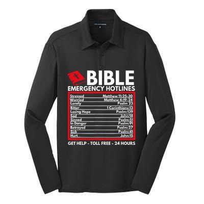 Bible Emergency Numbers Funny Christian Bible Jesus Silk Touch Performance Long Sleeve Polo