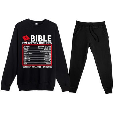 Bible Emergency Numbers Funny Christian Bible Jesus Premium Crewneck Sweatsuit Set